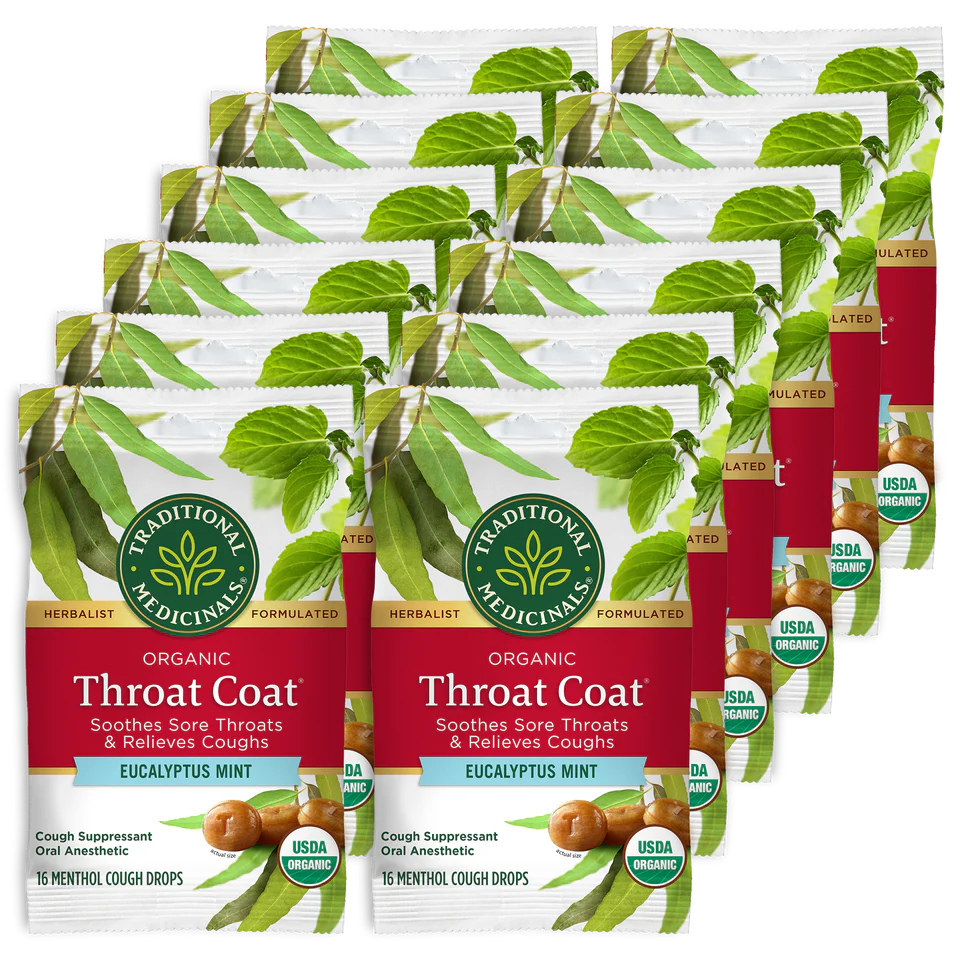 Traditional Medicinals Throat Coat® Eucalyptus Mint Lozenges 12 Pack