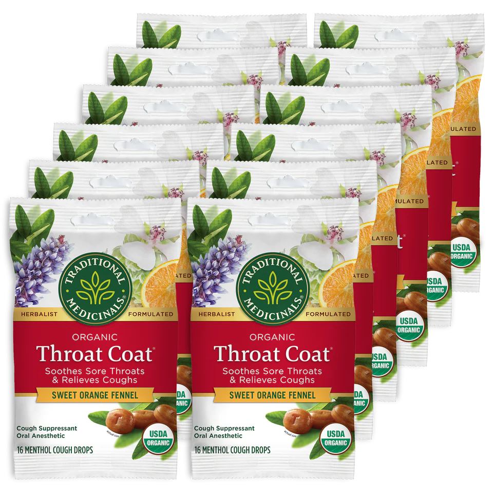 Traditional Medicinals Throat Coat® Sweet Orange Fennel Lozenges 12 Pack