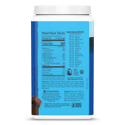 Sunwarrior Warrior Blend Organic Chocolate 750g