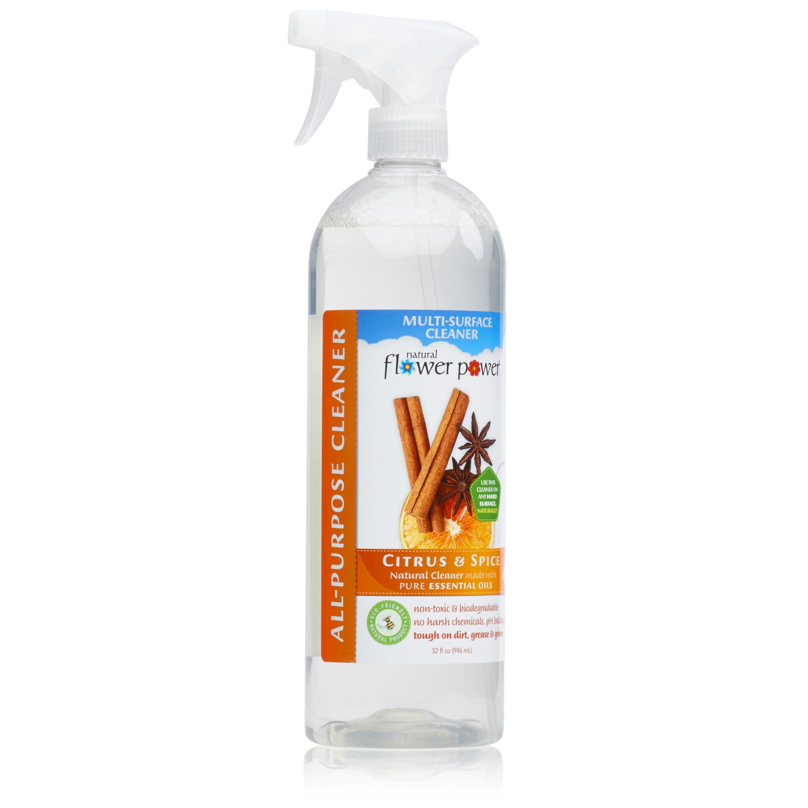 Natural Flower Power Citrus & Spice Natural All-Purpose Cleaner, 32 Ounce ( 6 X 32 OZ )