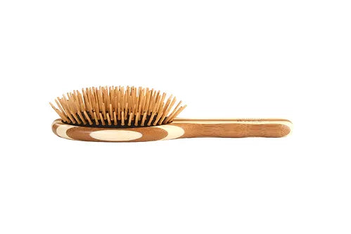Bass Green Brush 15 | Small Oval Hairbrush with Bamboo Pins + Bamboo Handle