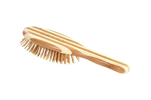 Bass Green Brush 15 | Small Oval Hairbrush with Bamboo Pins + Bamboo Handle