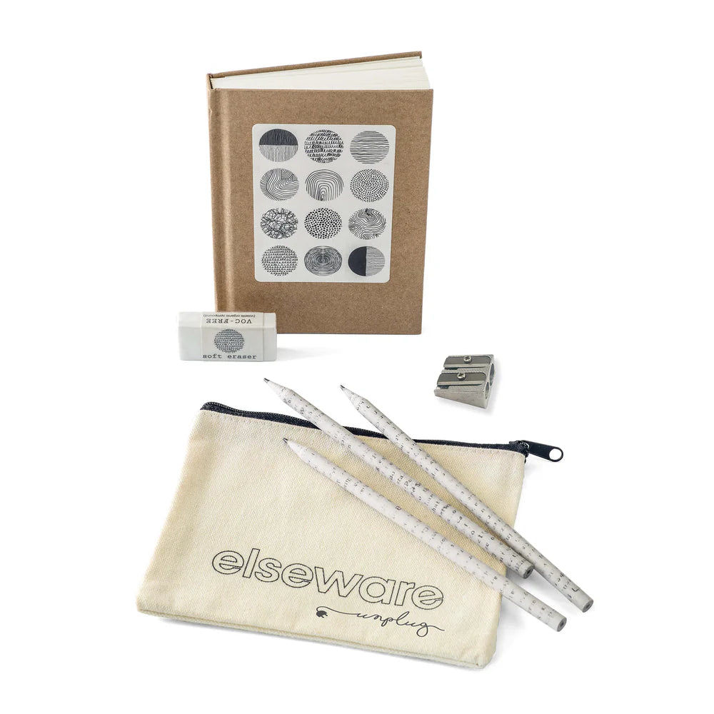 Sketchbook Art Kit - scribble + doodle + draw set with paper & pencils