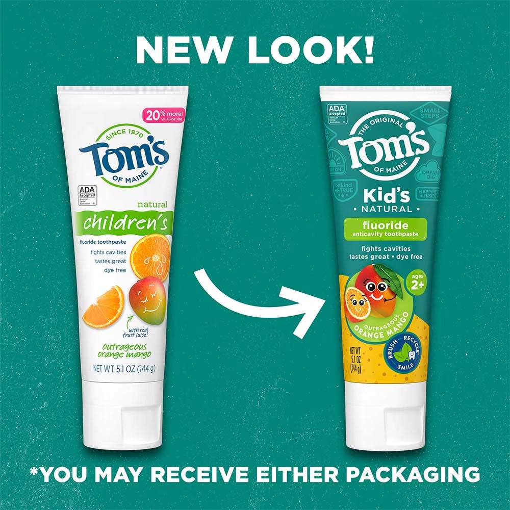 Outrageous Orange Mango Kids Toothpaste with Fluoride 6 Pack
