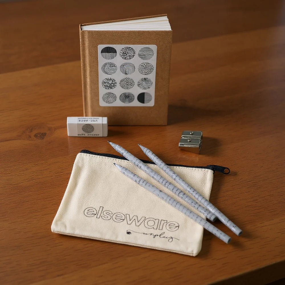 Sketchbook Art Kit - scribble + doodle + draw set with paper & pencils
