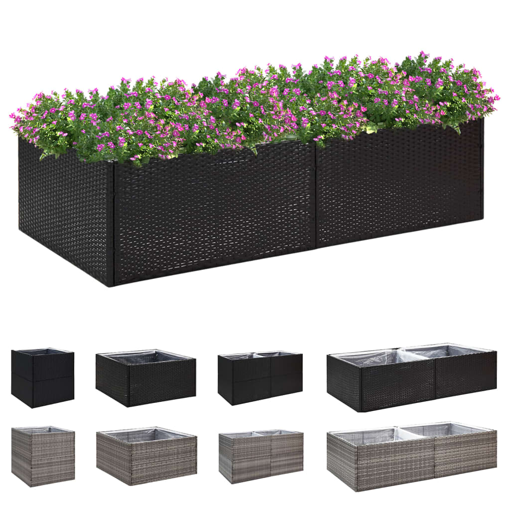vidaXL Garden Planter Black 61.8"x31.5"x31.5" Poly Rattan-1
