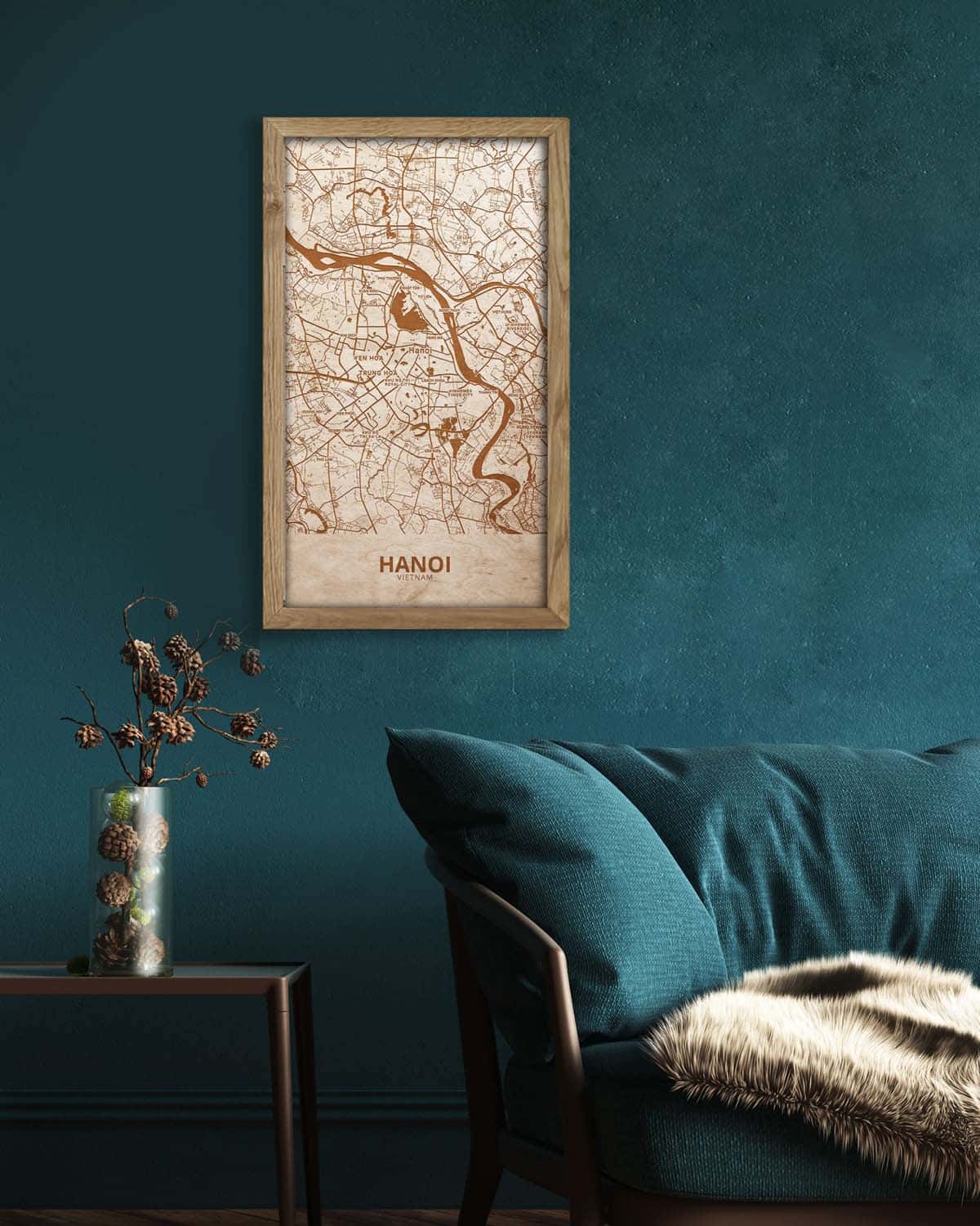 Wooden Street Map of Hanoi - Urban City Plan 2