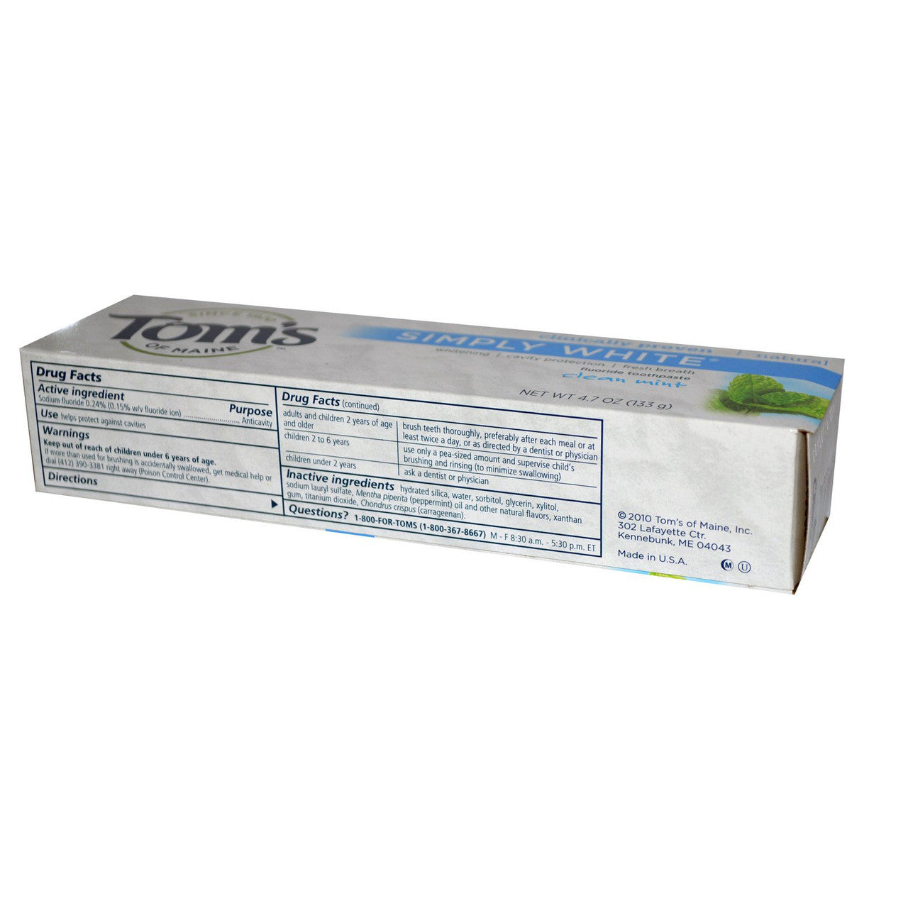 Tom's Of Maine Simply White Toothpaste Clean Mint (6x4.7Oz)-2