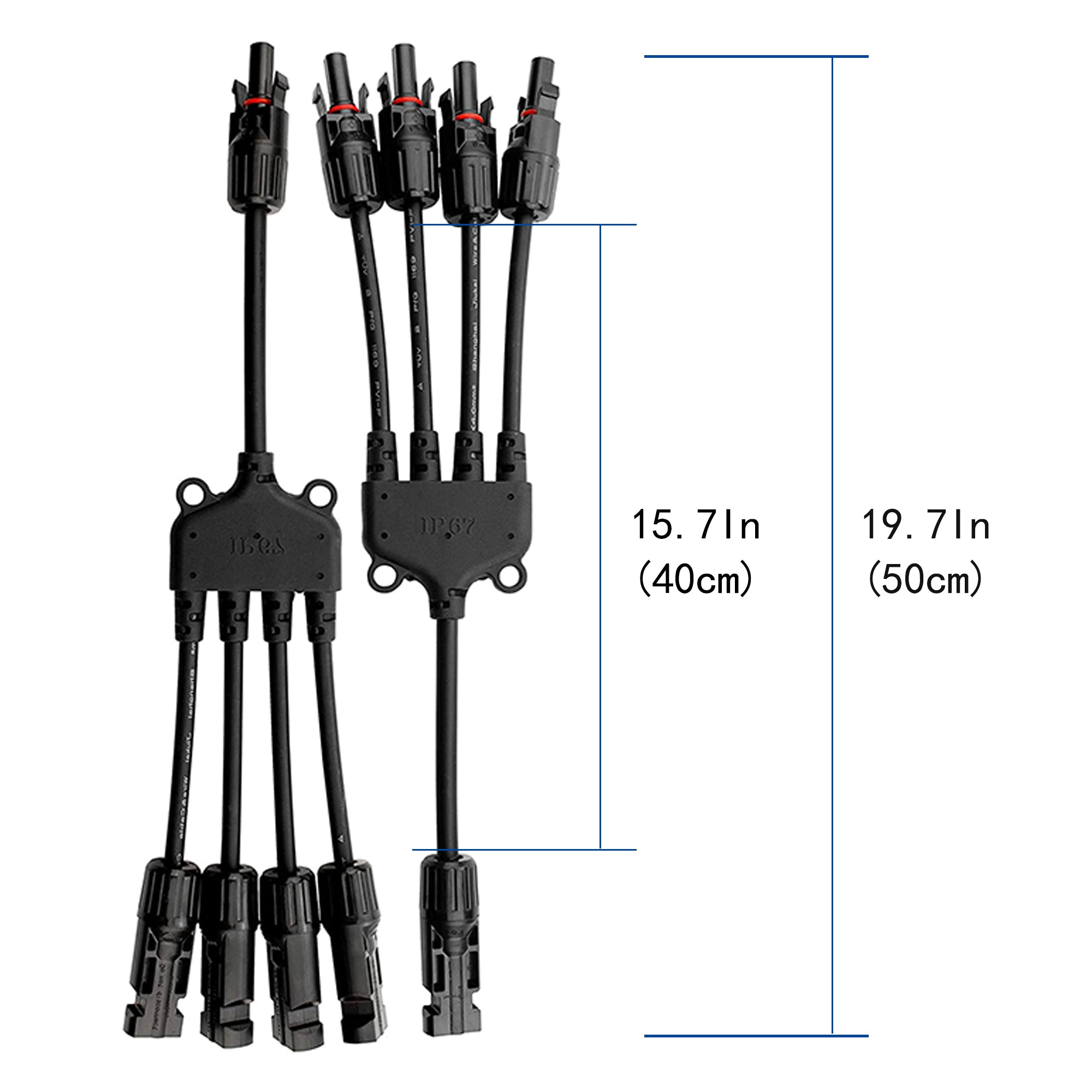 ACOPOWER 1 to 4 Solar Y Branch Connectors, 1 Pair M/FFFF + F/MMMM  Y Branch Parallel Adapter-1