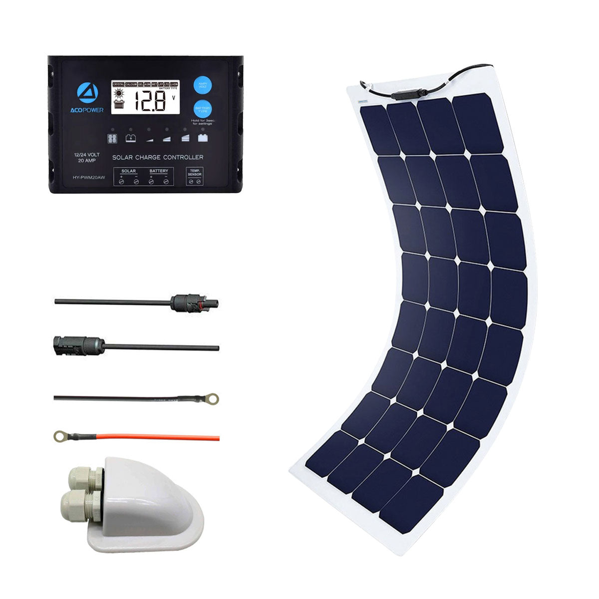 ACOPOWER Flexible Solar Panel Kit + MPPT / PWM Charge Controller-0