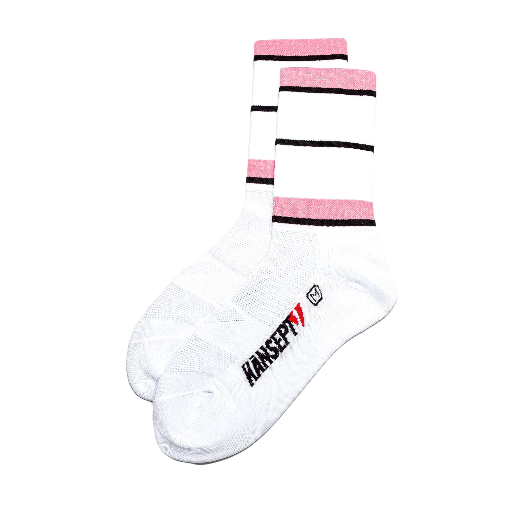 NOW ON SALE!!!  ProSpec Rouleur Sock | Squadra Stripes | White/Maglia Rosa Pink/Obsidian Black-0