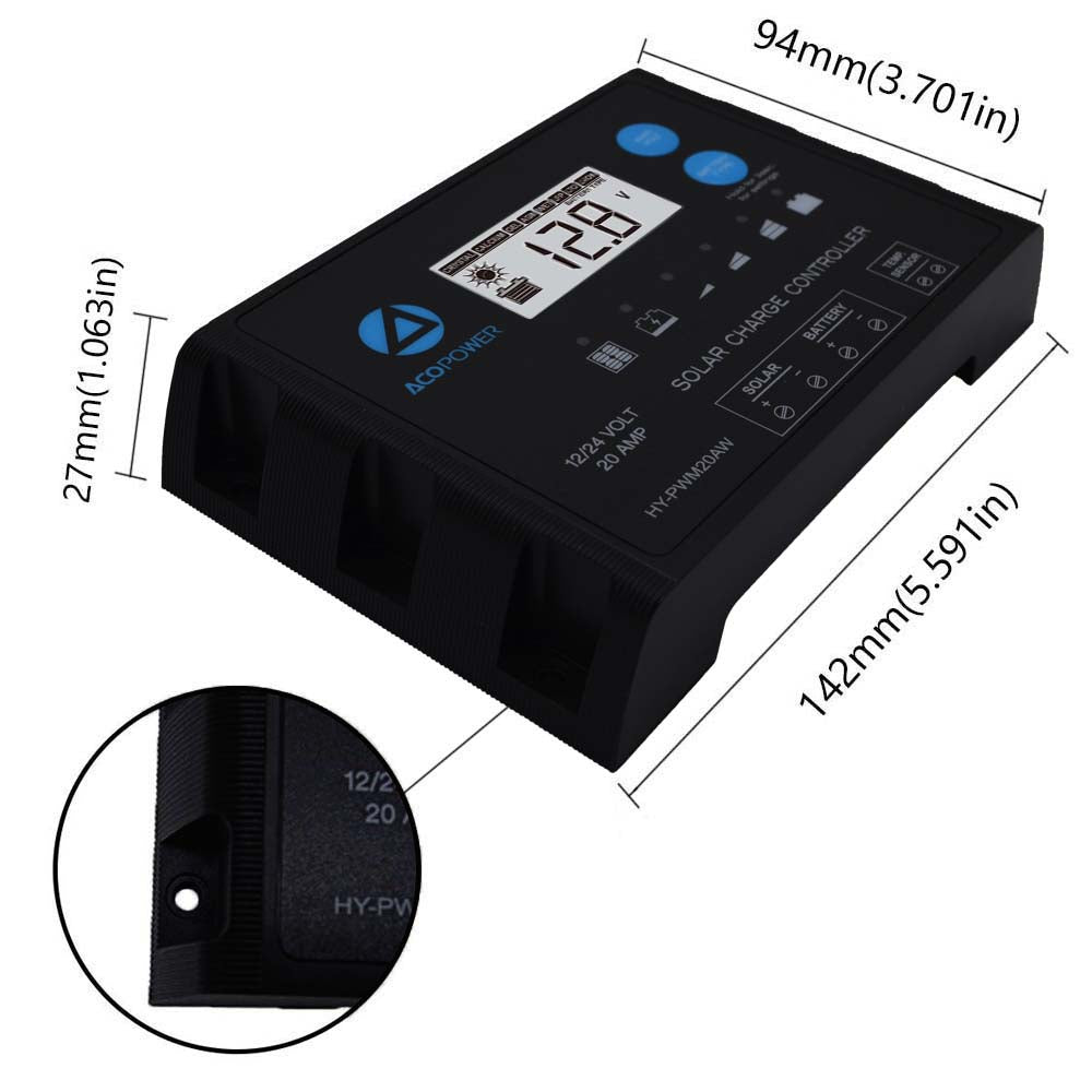 ACOPOWER Mono Solar RV Kits + MPPT / PWM Charge Controller-1