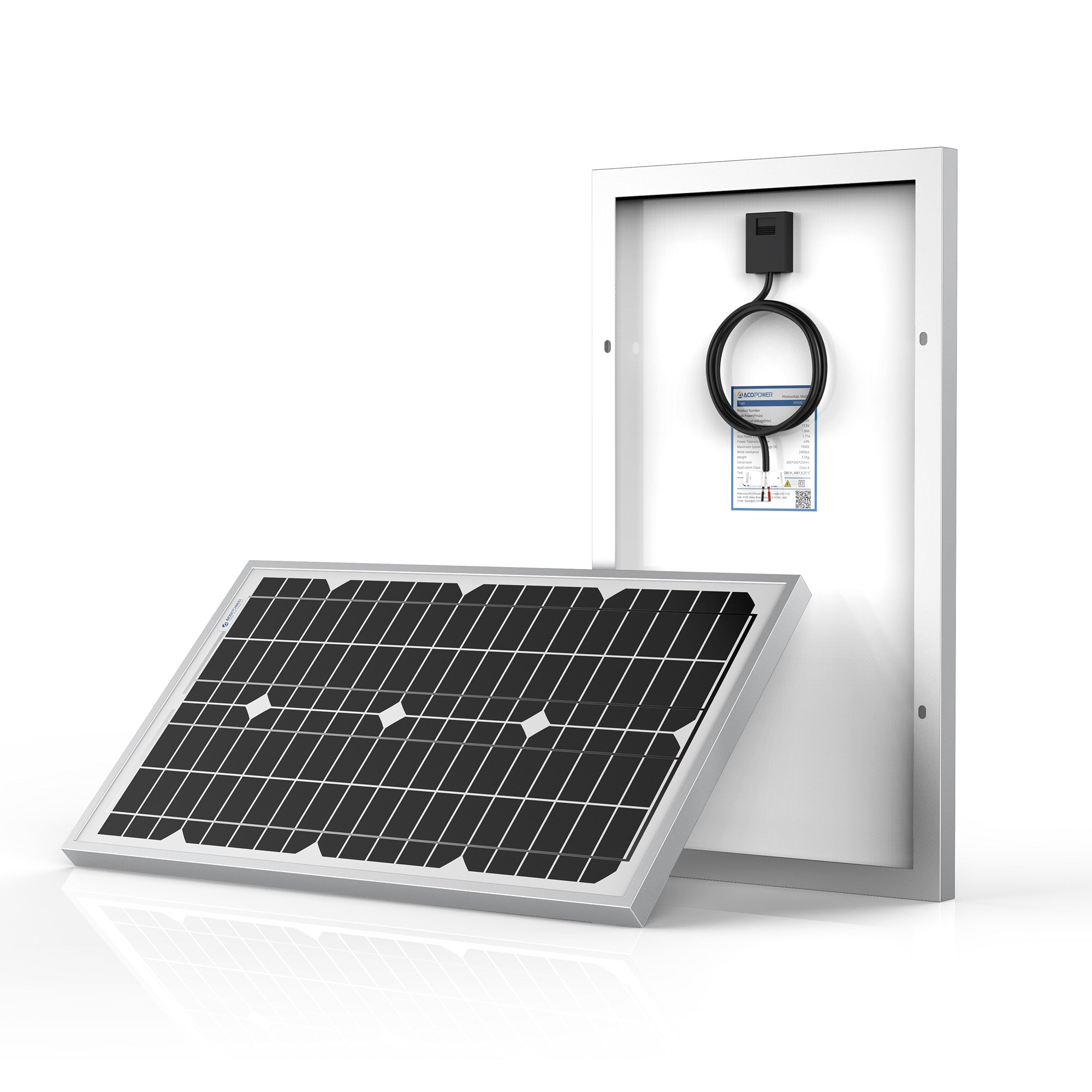 ACOPower 30W Mono Solar Panel for 12 Volt Battery Charging-0