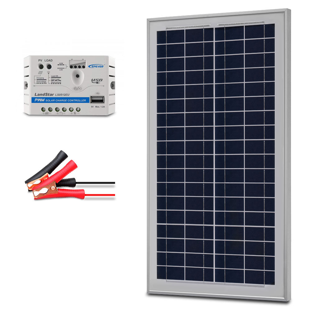 ACOPOWER 35W 12V Solar Charger Kit, 5A Charge Controller with Alligator Clips-0