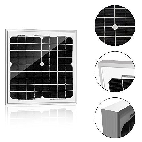 ACOPower 10W 12V Solar Charger Kit, 5A Charge Controller with Alligator Clips-6