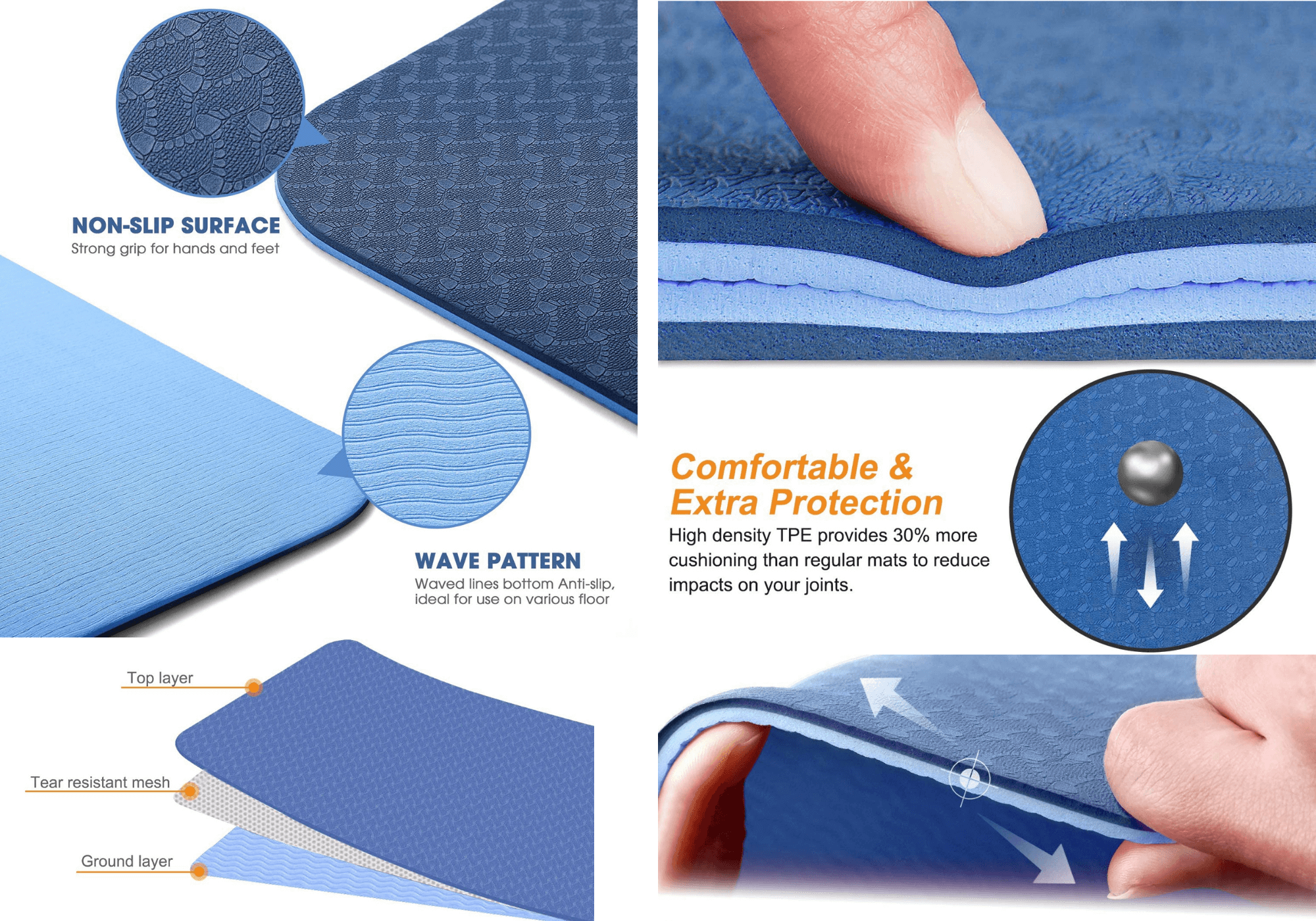 Eco Friendly Reversible Color Yoga Mat with Carrying Strap-8