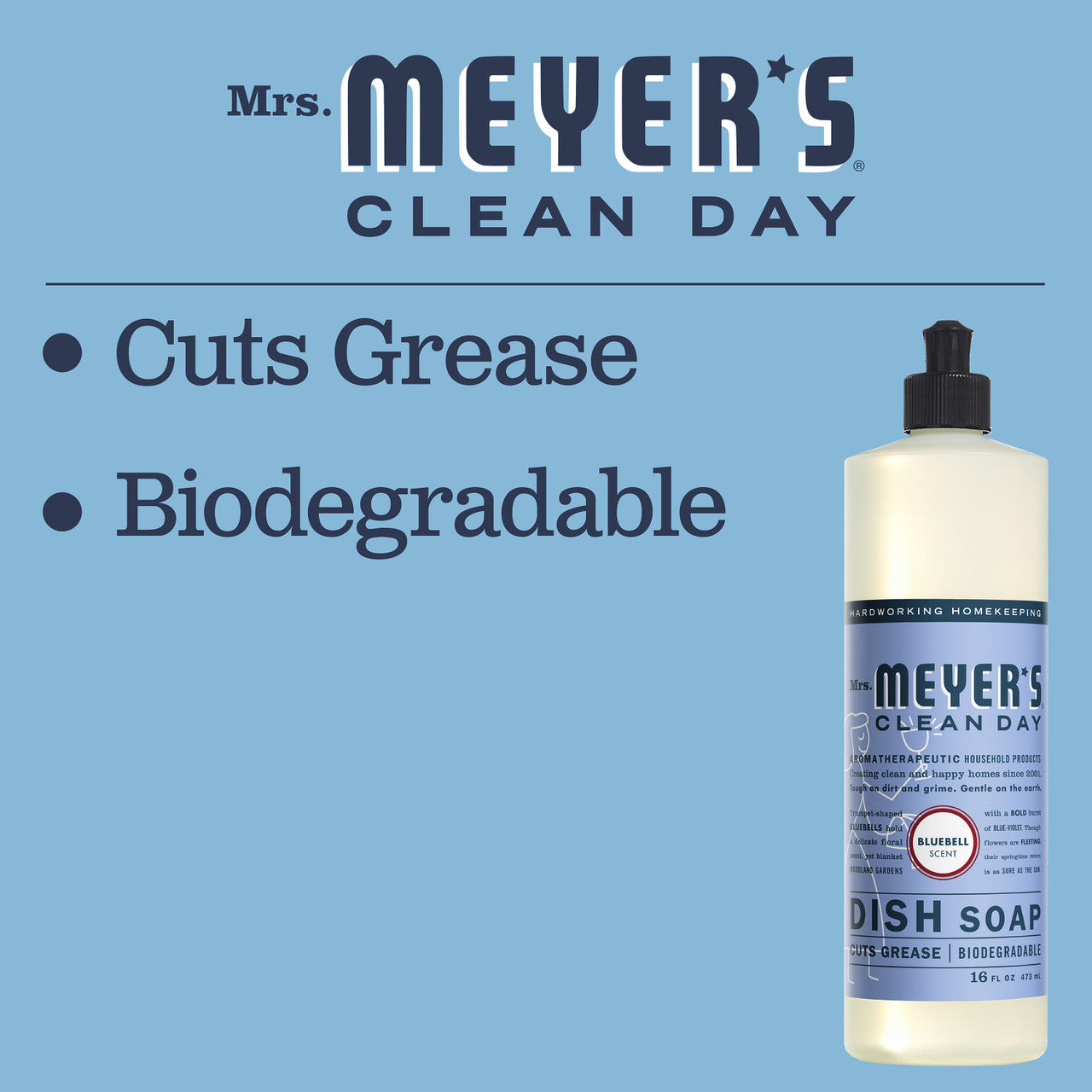 Mrs. Meyers Bluebell Liquid Dishwashing Soap (6x16 Oz)-3