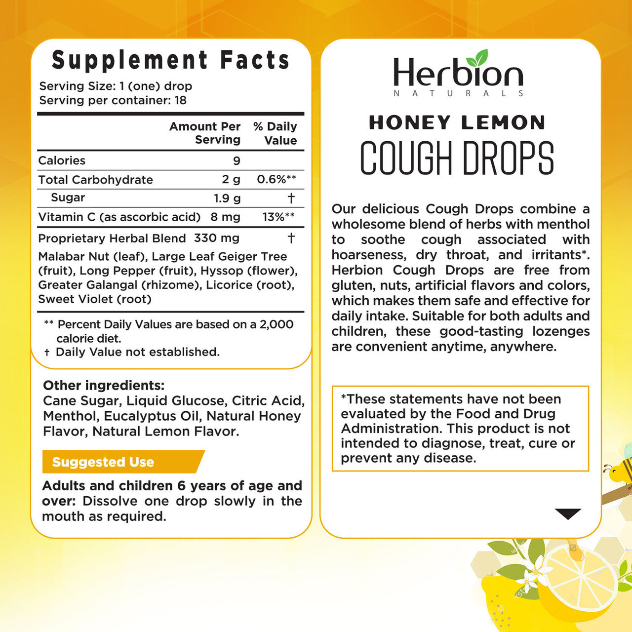 H.N COUGH DROPS HNY LEM ( 1 X 18 CT   )-6