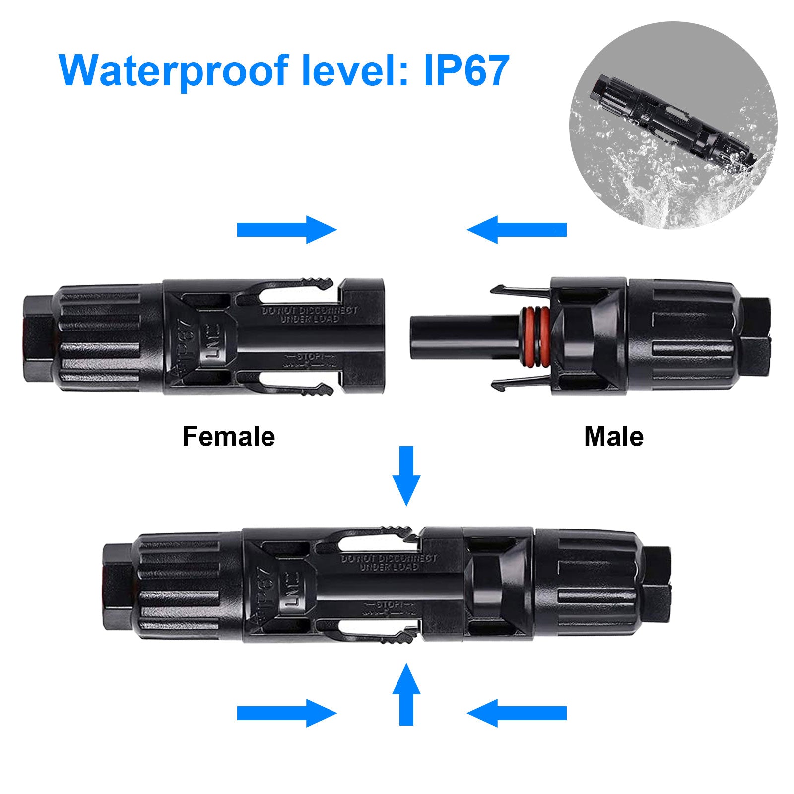ACOPOWER 1 Pairs PV Connector Male/Female Solar Panel Cable Connectors-1