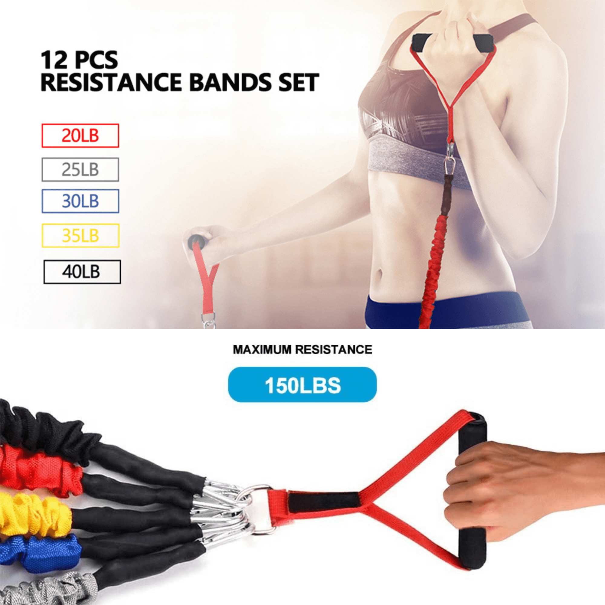 12-Pcs Resistance Band Home Workout Set-1