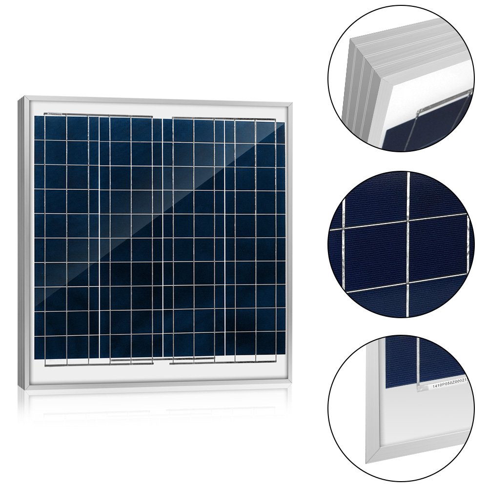 ACOPOWER 60W 12V Solar Charger Kit, 5A Charge Controller with Alligator Clips-4