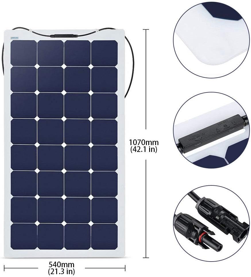 ACOPower 110w 12v Flexible Thin lightweight ETFE Solar Panel with Connector-1