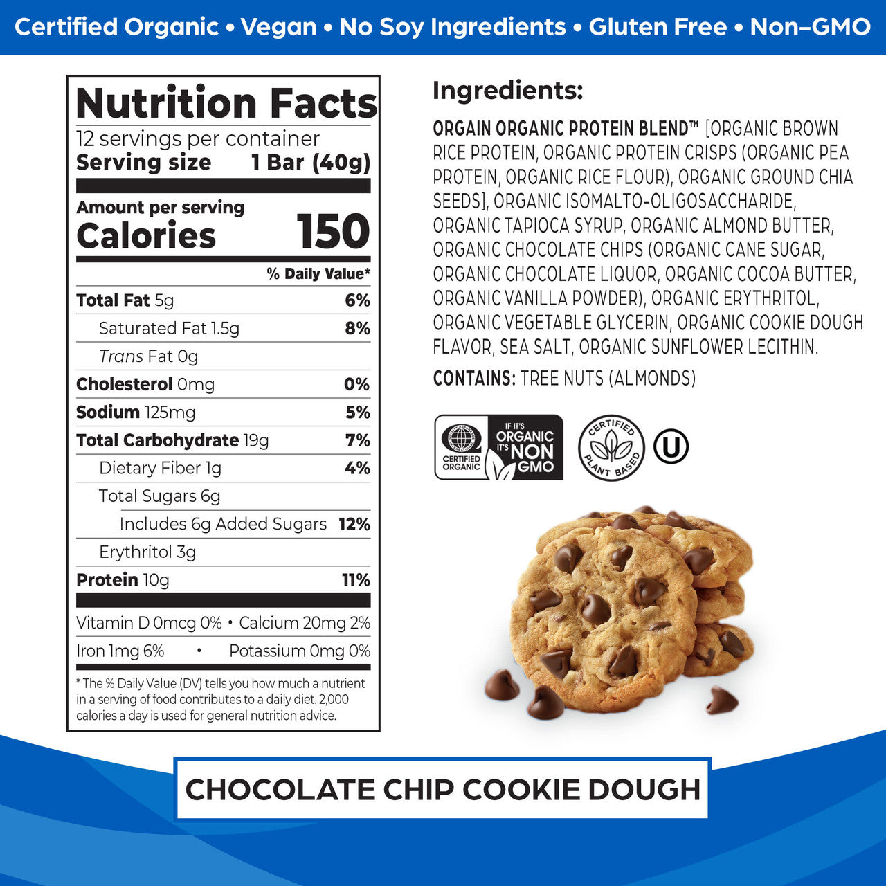 OG2 ORGAIN BAR CKY DGH ( 12 X 1.41 OZ   )-1