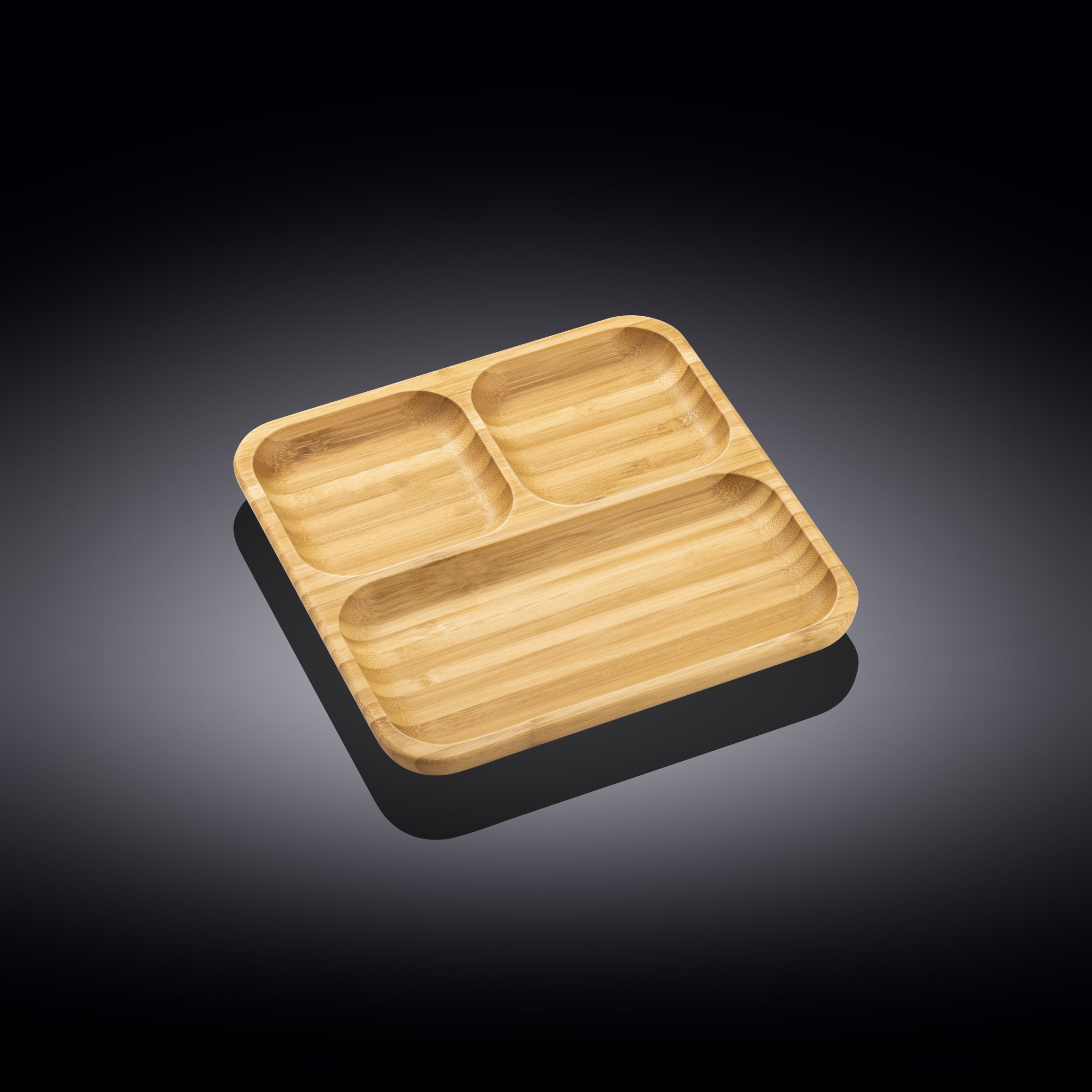 Set Of 4 Bamboo Square Divided Dish / Bento box 8.5" inch X 8.5" inch-1
