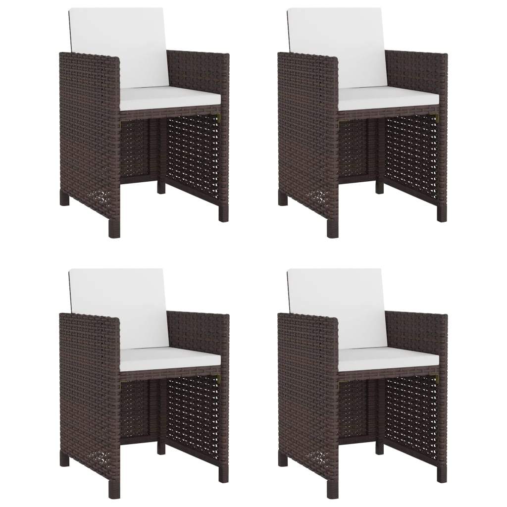 vidaXL Outdoor Dining Set with Cushions 5 Pieces Poly Rattan Multi Colors-4