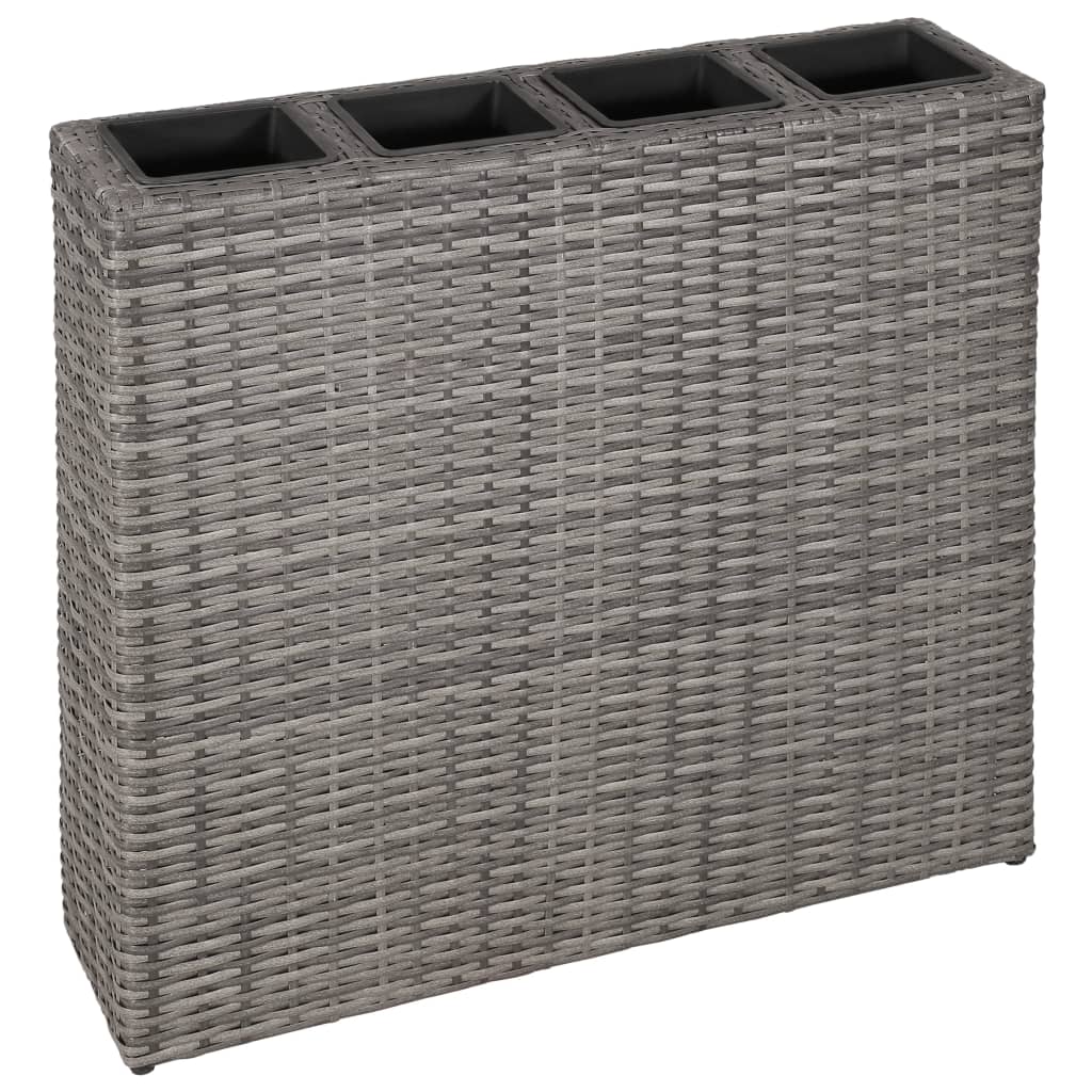vidaXL Garden Planter w/ 4 Pots Poly Rattan Flower Box Raised Bed Multi Colors-6