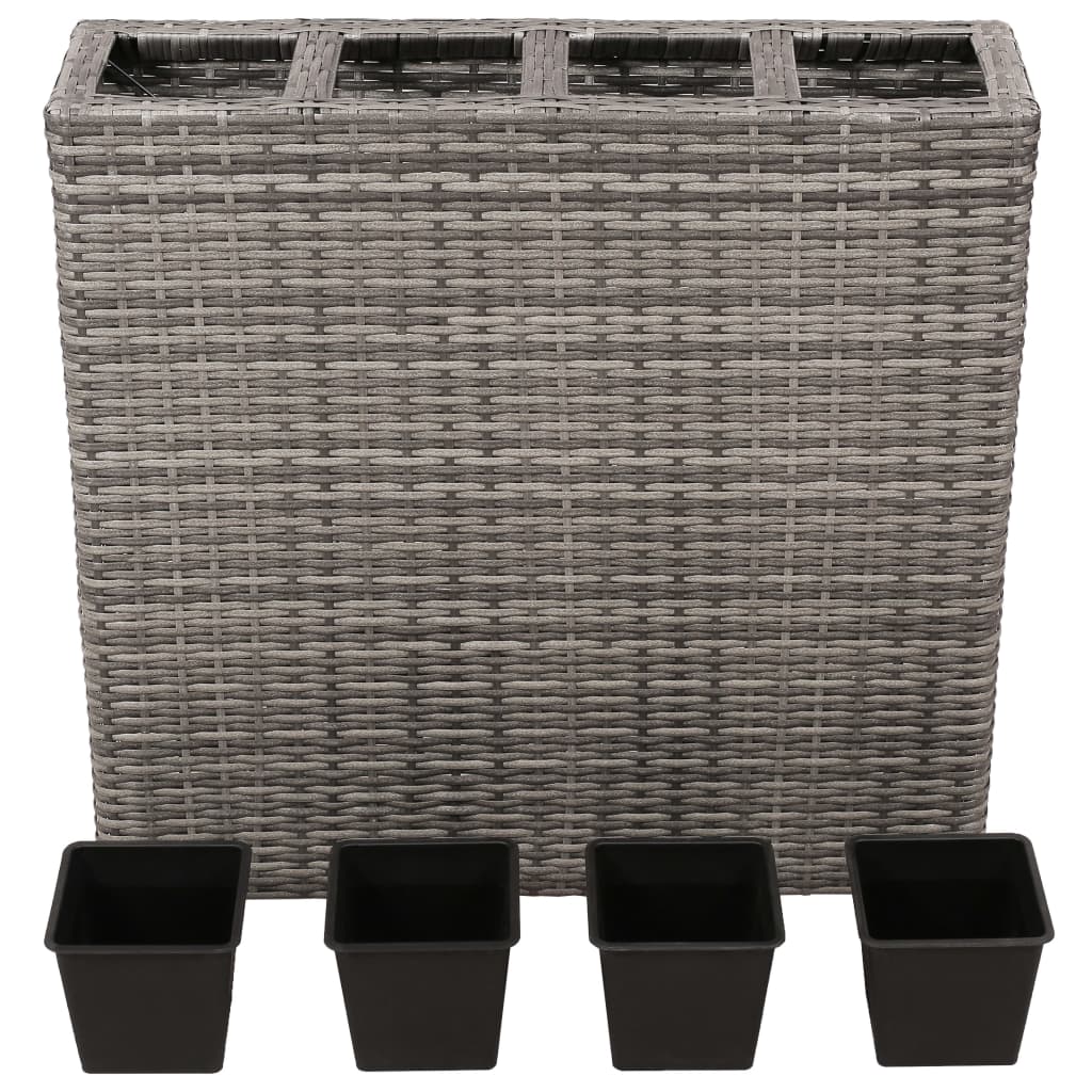 vidaXL Garden Planter w/ 4 Pots Poly Rattan Flower Box Raised Bed Multi Colors-7