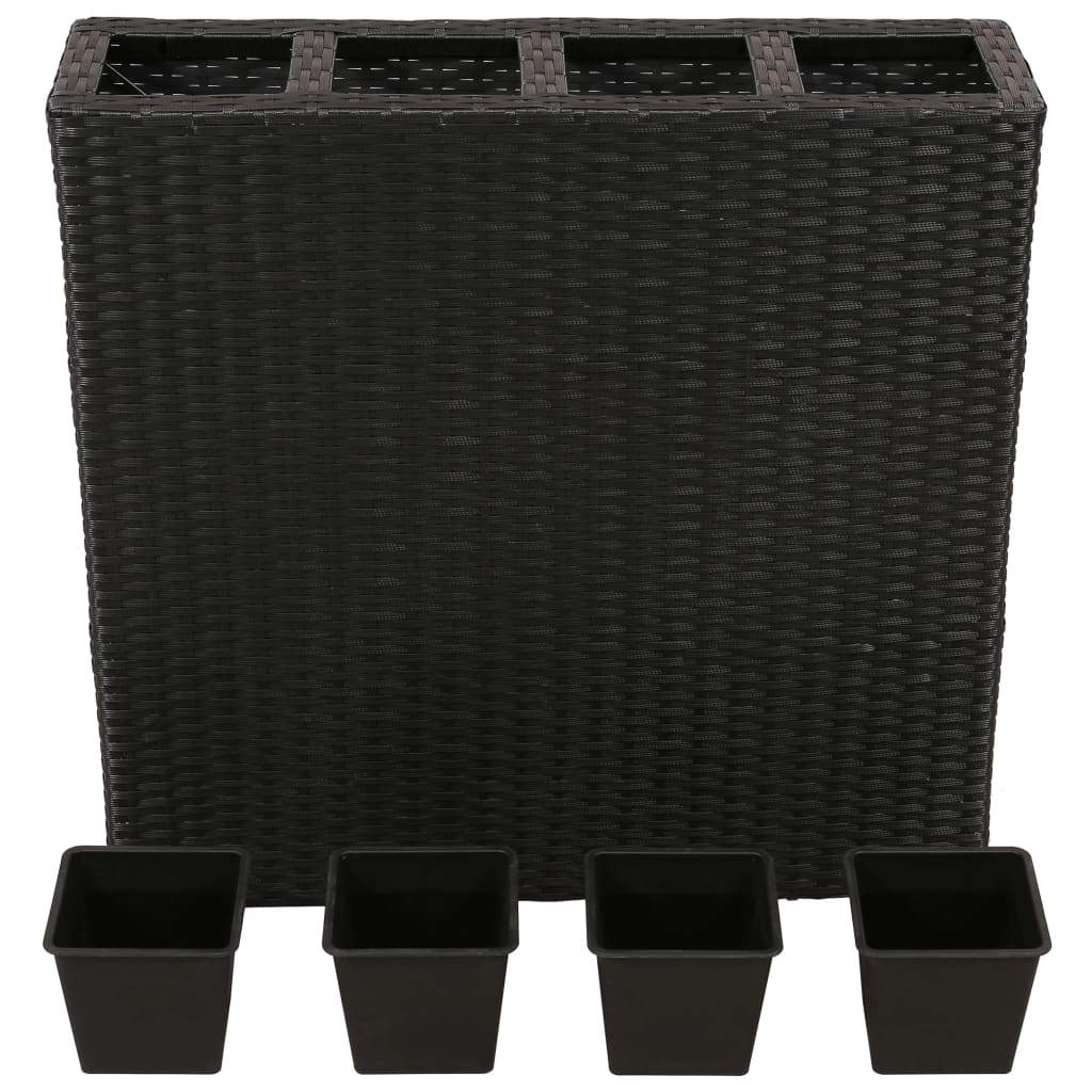 vidaXL Garden Planter w/ 4 Pots Poly Rattan Flower Box Raised Bed Multi Colors-1