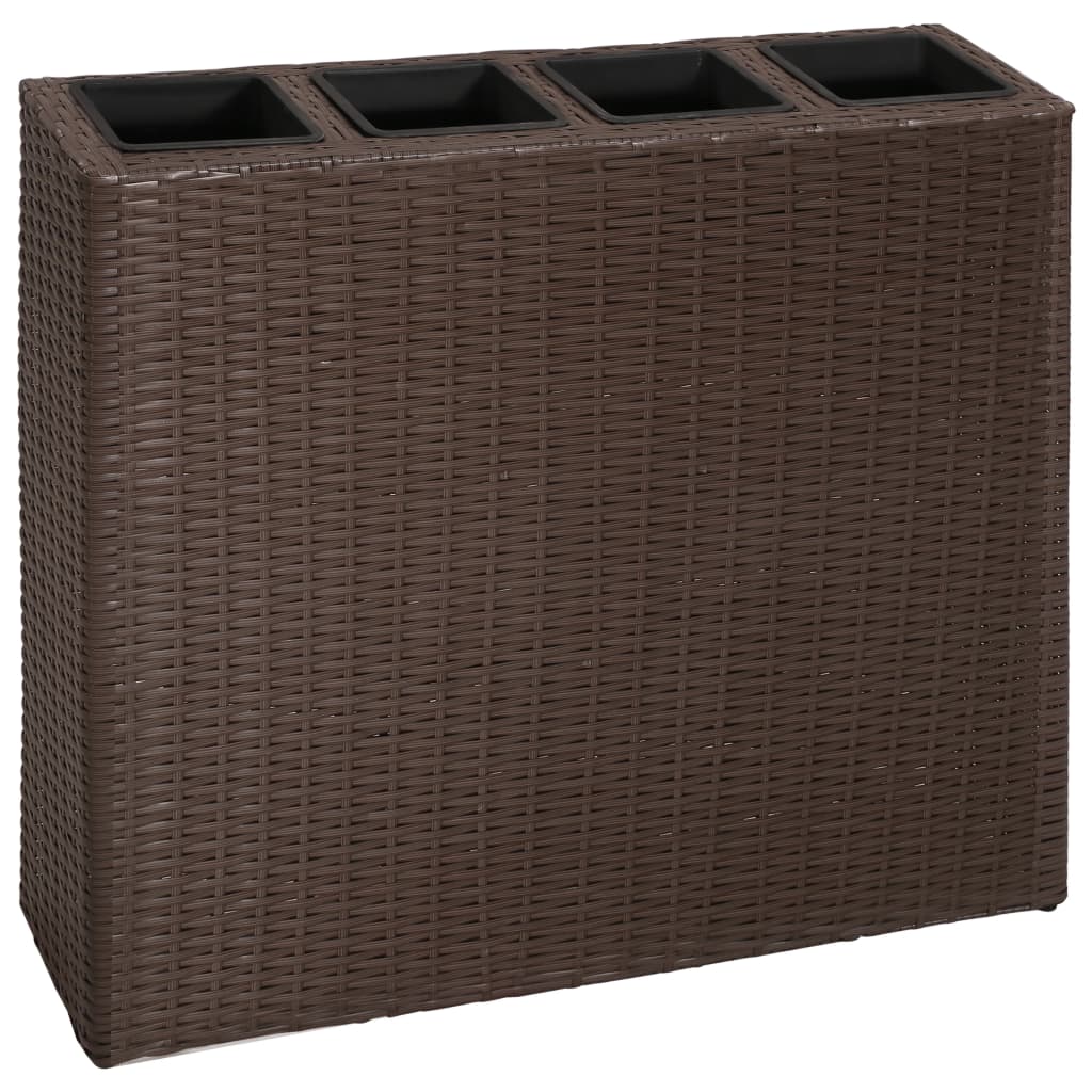 vidaXL Garden Planter w/ 4 Pots Poly Rattan Flower Box Raised Bed Multi Colors-3
