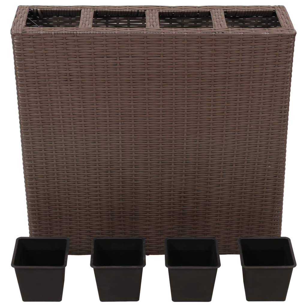 vidaXL Garden Planter w/ 4 Pots Poly Rattan Flower Box Raised Bed Multi Colors-4