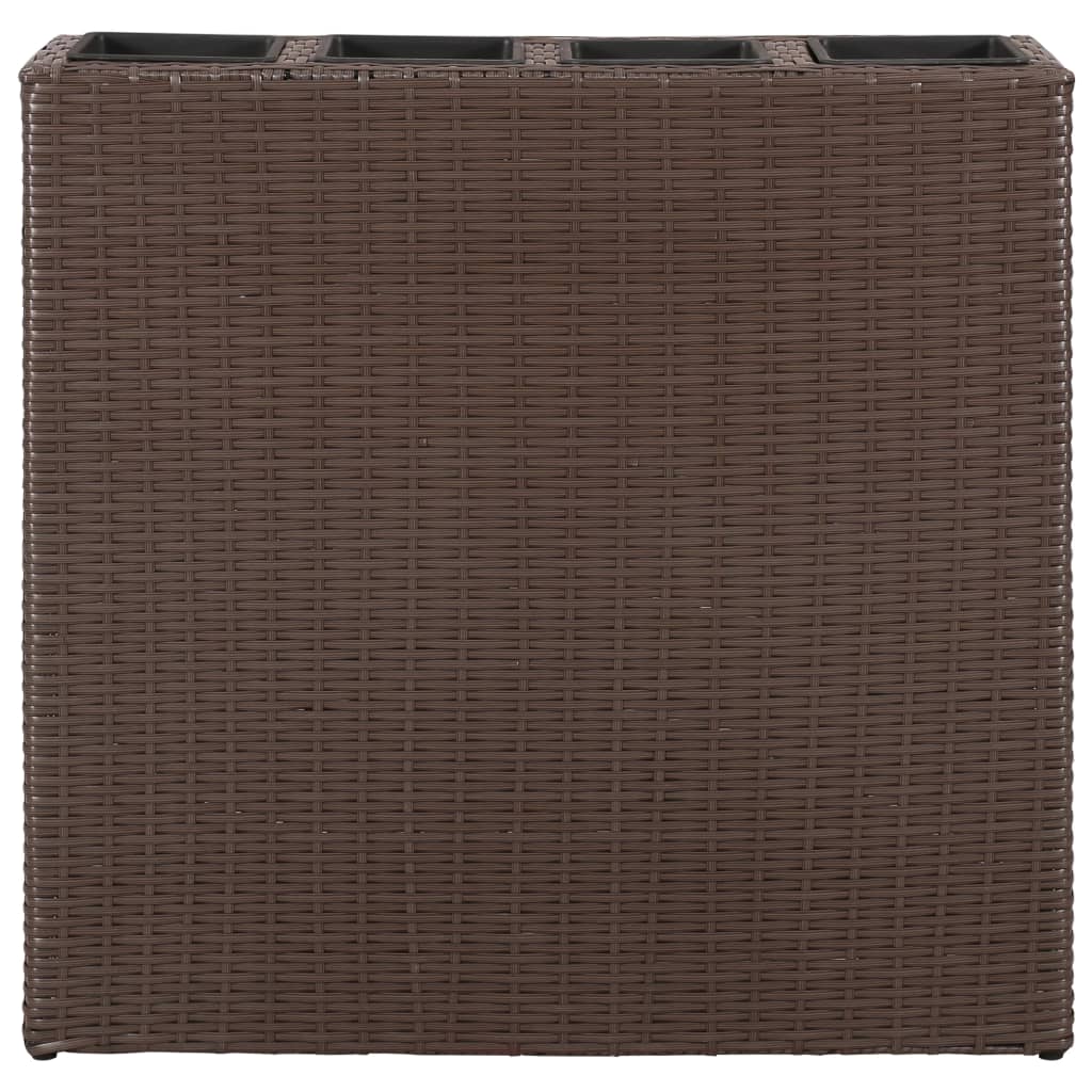 vidaXL Garden Planter w/ 4 Pots Poly Rattan Flower Box Raised Bed Multi Colors-5