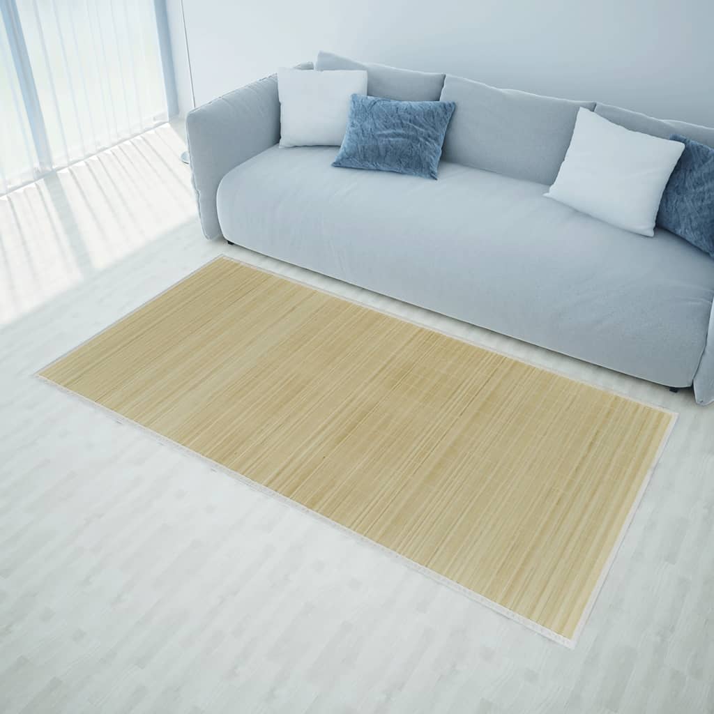 vidaXL Rectangular Bamboo Rug Carpet Flooring Brown/Light Wood Multi Sizes-5