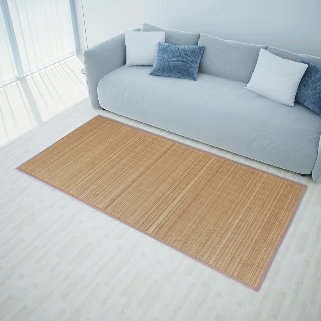 vidaXL Rectangular Bamboo Rug Carpet Flooring Brown/Light Wood Multi Sizes-3