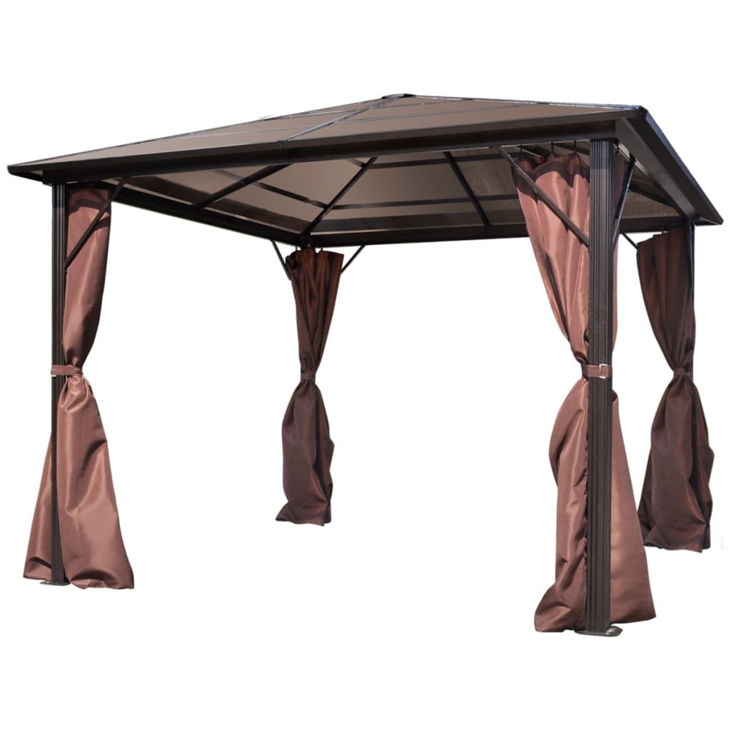 vidaXL Gazebo with Curtain Brown Aluminum Canopy 118.1"x118.1"/157.5"x118.1"-3