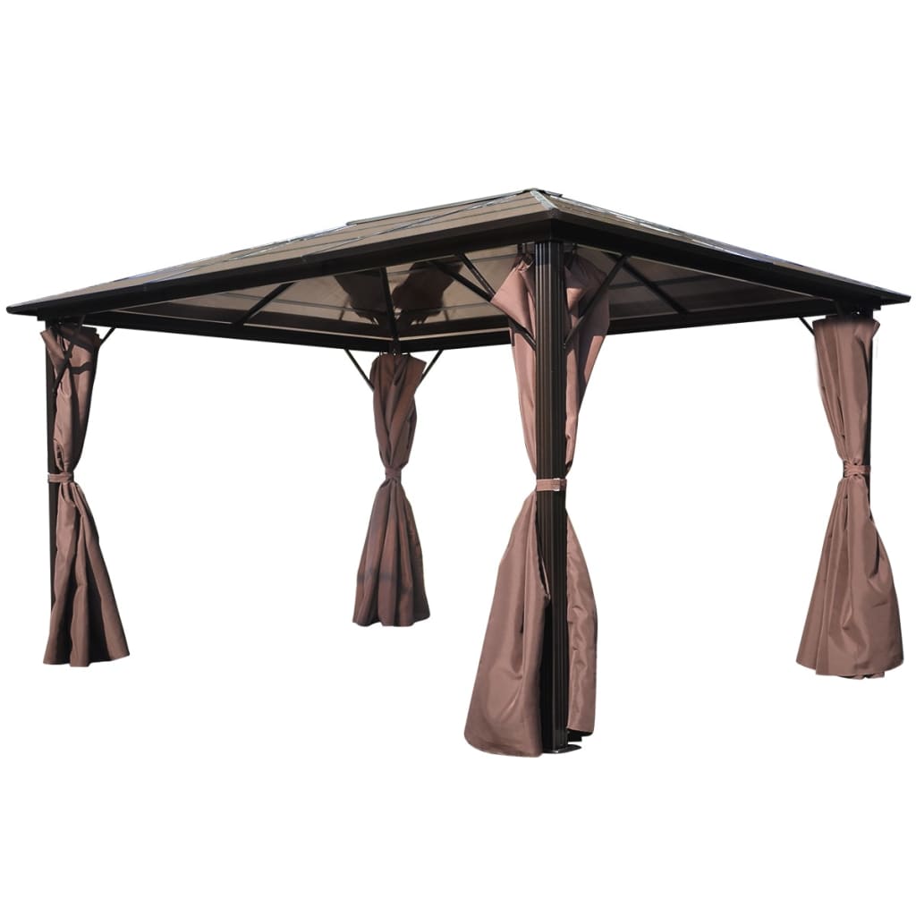 vidaXL Gazebo with Curtain Brown Aluminum Canopy 118.1"x118.1"/157.5"x118.1"-2