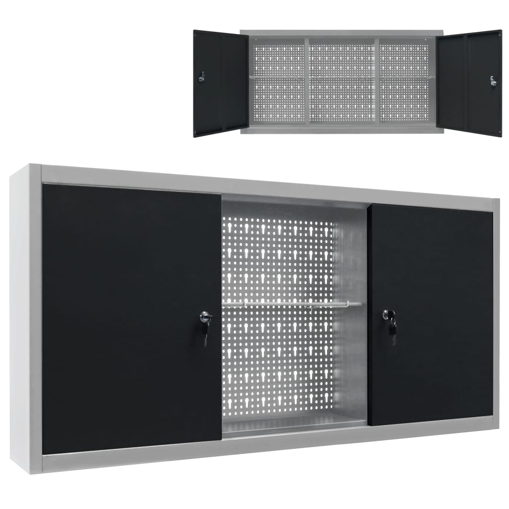 vidaXL Wall Mounted Tool Cabinet Tool Organizer with Shelves Tool Storage-0