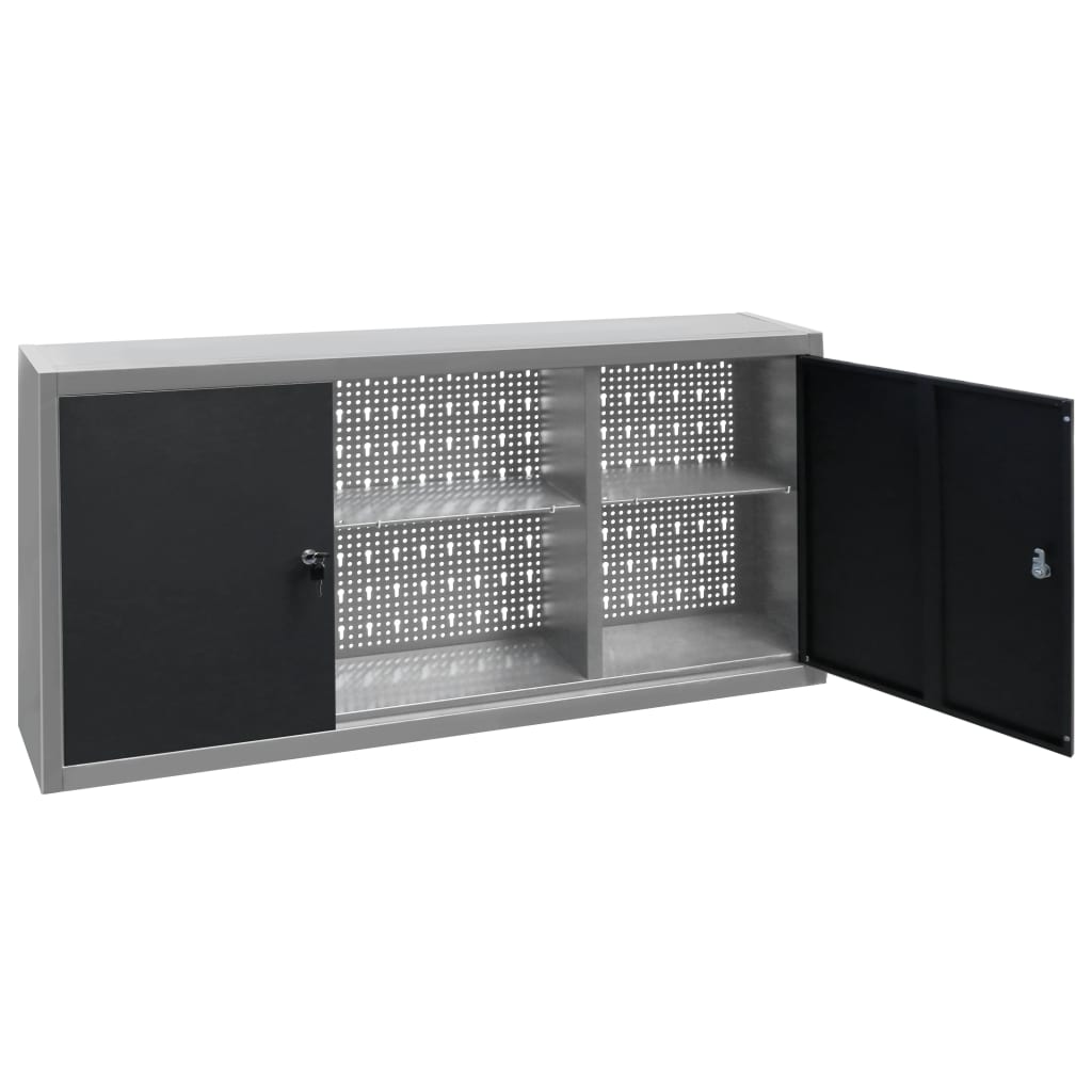 vidaXL Wall Mounted Tool Cabinet Tool Organizer with Shelves Tool Storage-4