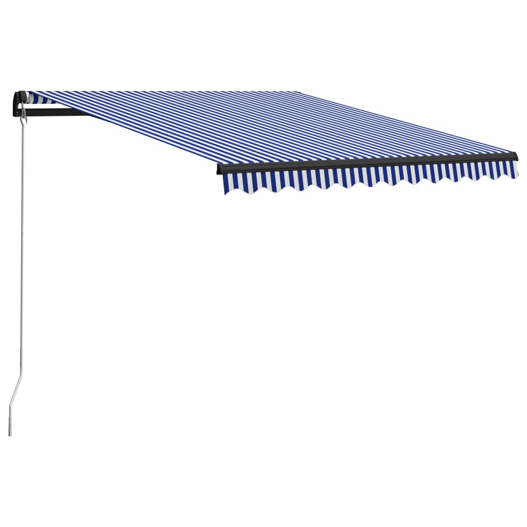 vidaXL Manual Retractable Awning with LED Blue and White Awning 157.5"/196.9"-2