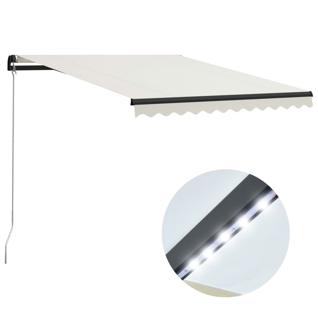 vidaXL Manual Retractable Awning with LED Blue and White Awning 157.5"/196.9"-3