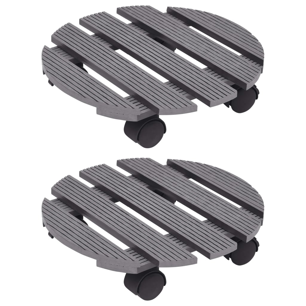 vidaXL Plant Trolleys 2 pcs Gray Ø11.8"x3" WPC-0