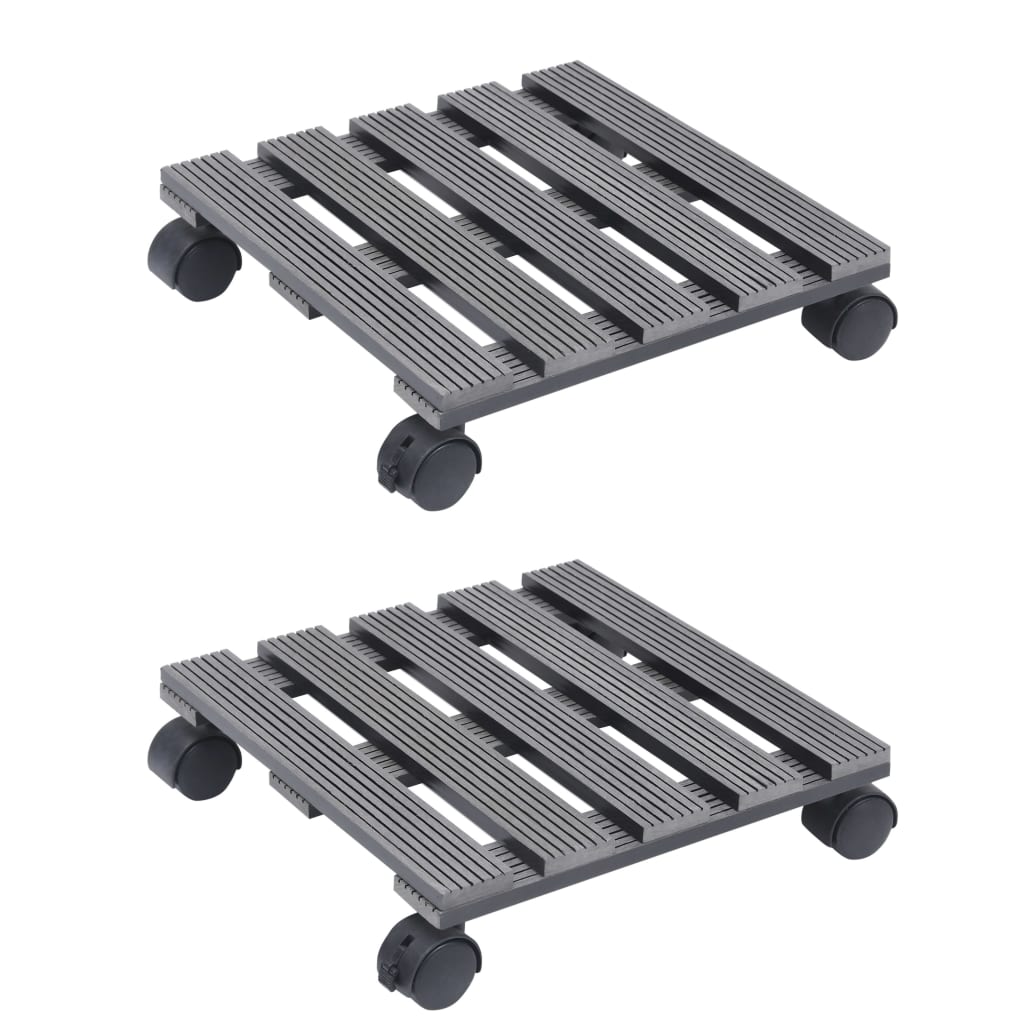 vidaXL Plant Trolleys 2 pcs Gray Ø11.8"x3" WPC-6