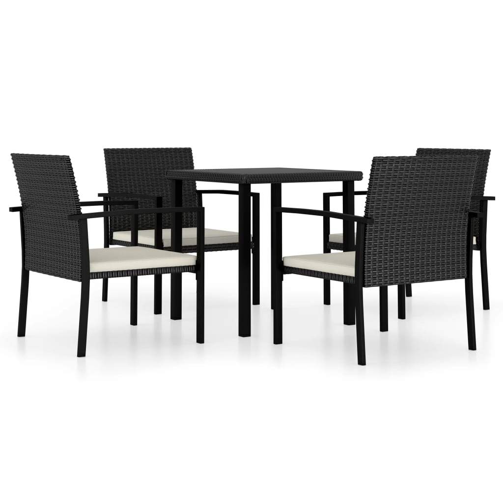 vidaXL Garden Dining Set 3/5 Piece Poly RattanOutdoor Dinner Seat Black/Gray-3