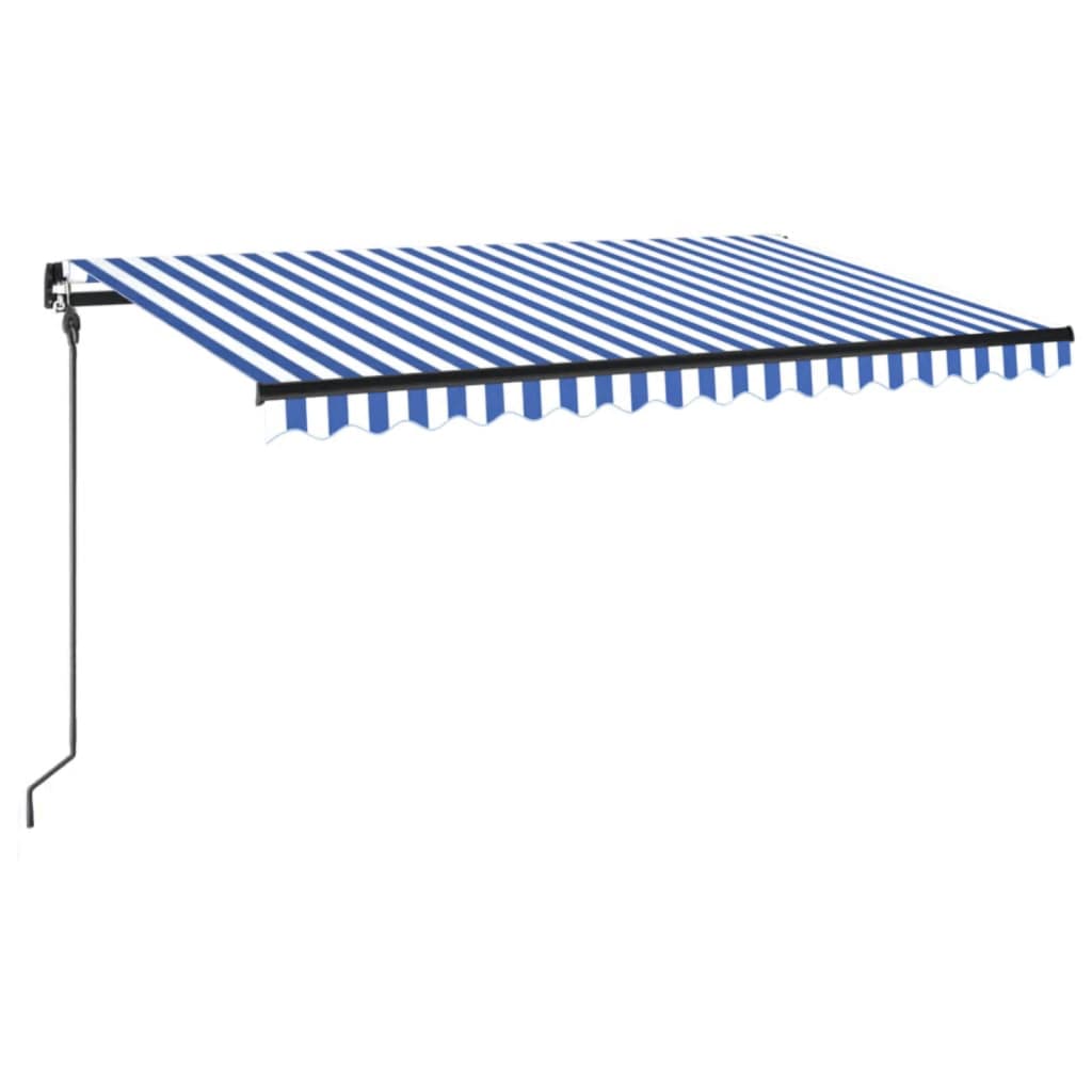 vidaXL Manual Retractable Awning with LED Blue and White Awning 157.5"/196.9"-1