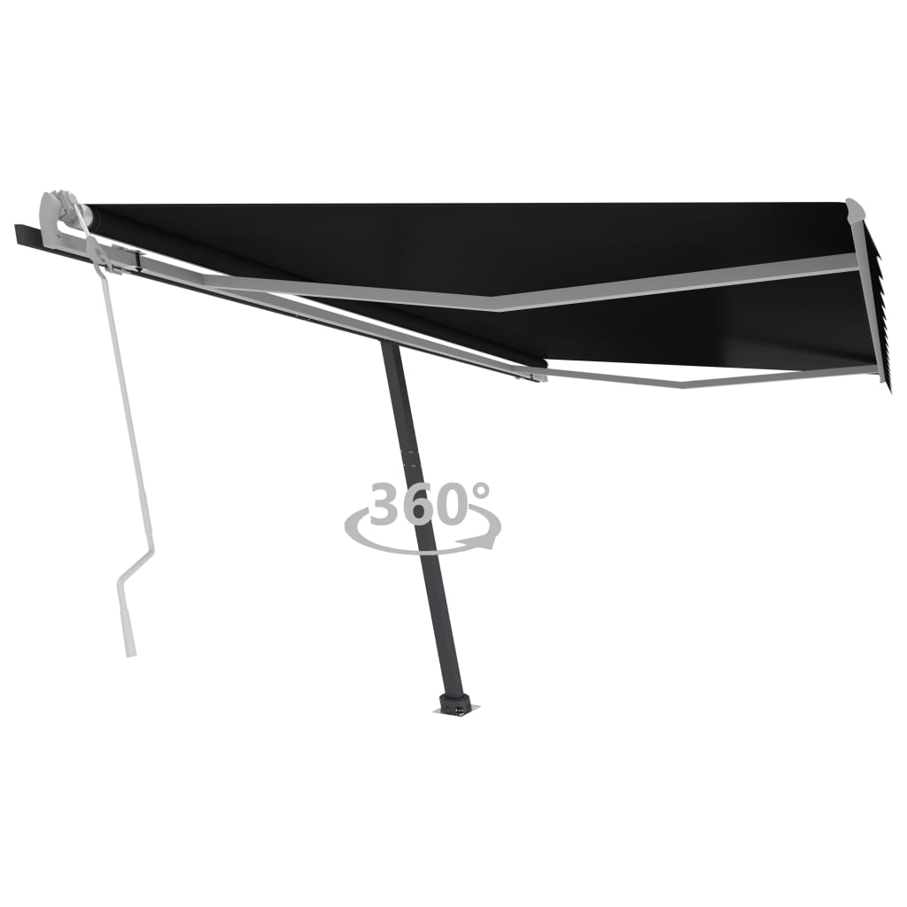 vidaXL Freestanding Manual Retractable Awning Cream Arm Awning Multi Sizes-4