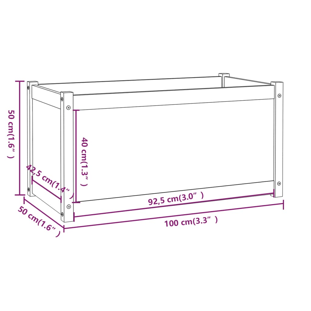 vidaXL Garden Planters 2 pcs 39.4"x19.7"x19.7" Solid Wood Pine-1