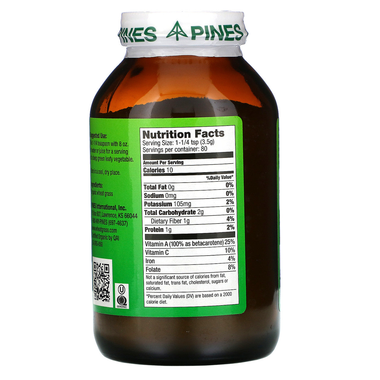 Pines International 100% Wheat Grass Powder (1x10 Oz)-1